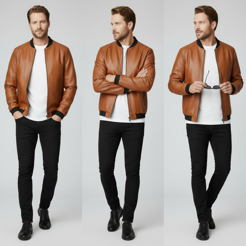UrbanAviator Men's Leather Bomber Jacket